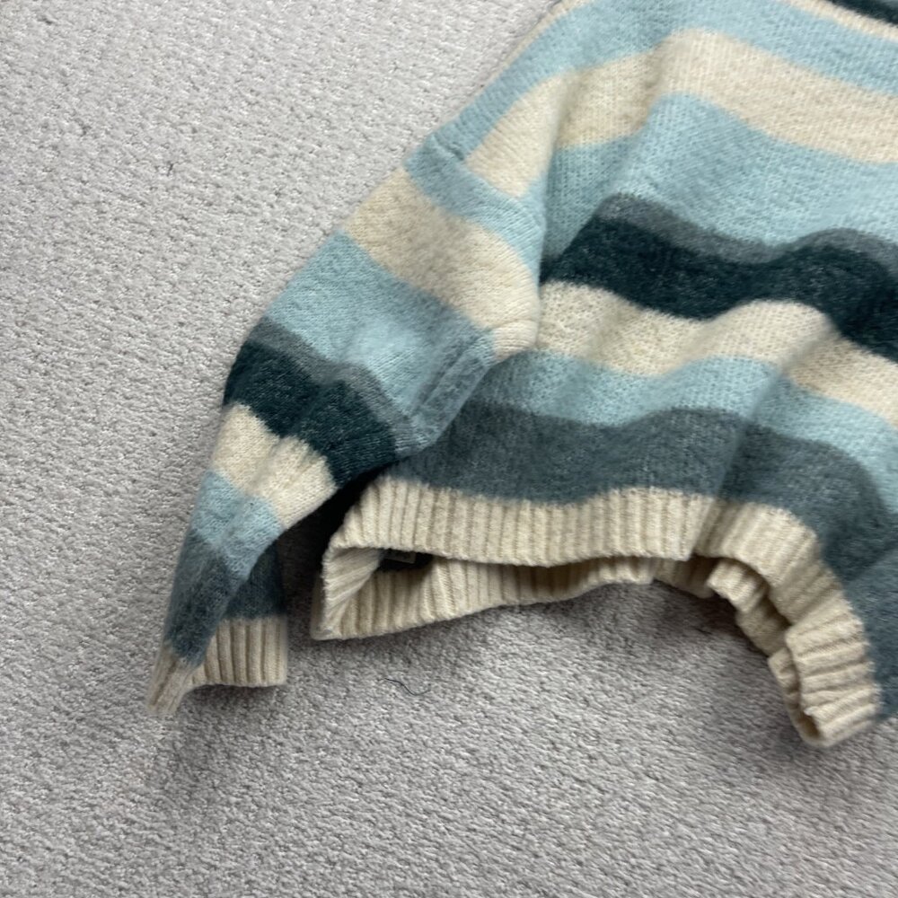 Ardene Jumper Wool Blend Crop Sweater Cozy Knit Wom L / XL Blue / Off-White - Picture 12 of 13
